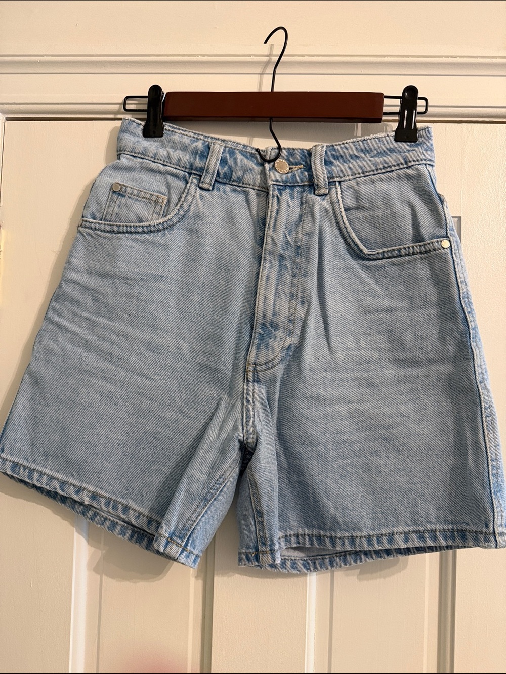 Zara Light Blue High-Waist Denim Jean Shorts